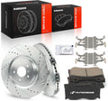 A-Premium 13.96 inch (354.5mm) Front Drilled and Slotted Disc Brake Rotors + Ceramic Pads Kit Compatible with Select Infiniti and Nissan Models - Q50, Q60, Q70, Q70L, QX70, M56, M37, FX50, G37, 370Z