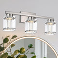 3 Light Bathroom Light fixtures in Brushed Nickel Finish LED Vanity Lights with Bubble Crystal Glass Modern Vanity Lighting fixtures Wall Mounted Lamp Over Mirror