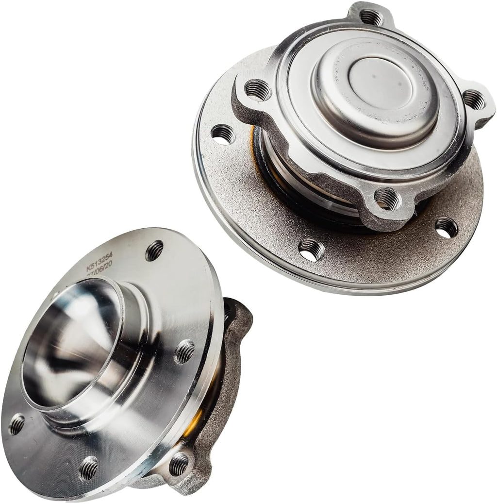 Detroit Axle - Front Wheel Bearing Hubs Brake Kit for 2009-2011 BMW 335d, 2007-2013 335i, 2011-2013 335is, Drilled & Slotted Brake Rotors Ceramic Brakes Pads Wheel Bearing Hubs Assembly Replacement