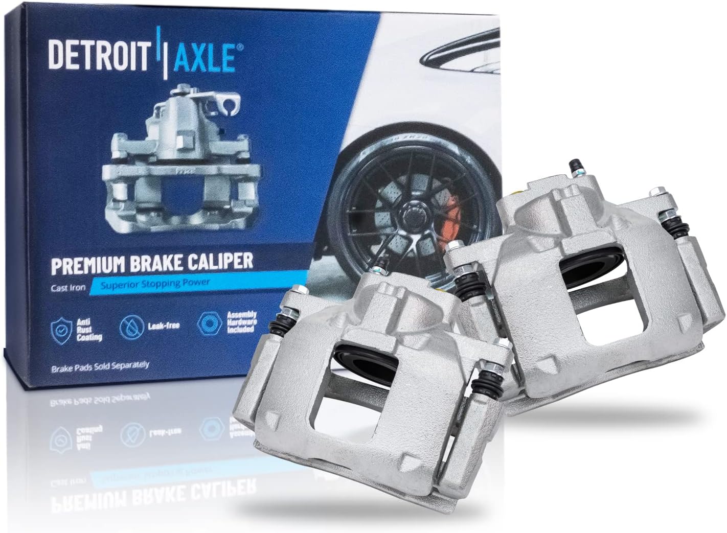 Detroit Axle - Front Brake Kit for Chrysler Town & Country Dodge Grand Caravan VW Routan Ram C/V, Drilled Slotted Brake Rotors Brakes Pads and Calipers Replacement :11.89' inch Rotor