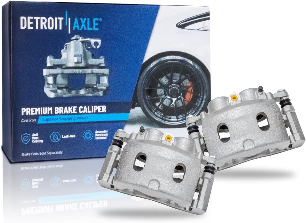Detroit Axle - Front Brake Kit for Chevy GMC Silverado Sierra Suburban Yukon XL 1500 Avalanche Escalade [6-Lug] Drilled Slotted Brake Rotors Brakes Pads Brake Calipers Replacement : 12.99 inch Rotor