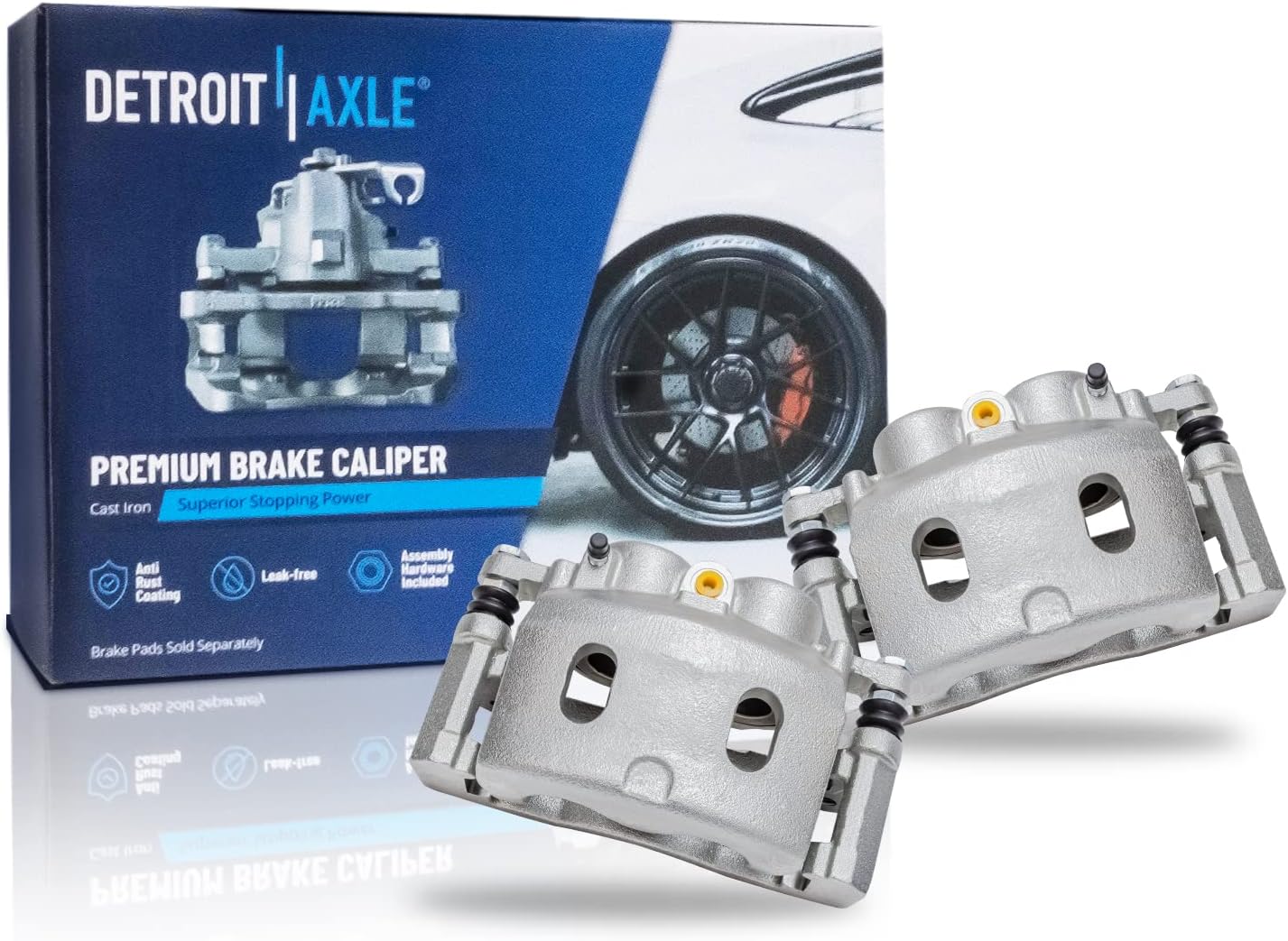 Detroit Axle - Front Brake Kit for Chevy GMC Silverado Sierra Suburban Yukon XL 1500 Avalanche Escalade [6-Lug] Drilled Slotted Brake Rotors Brakes Pads Brake Calipers Replacement : 12.99 inch Rotor
