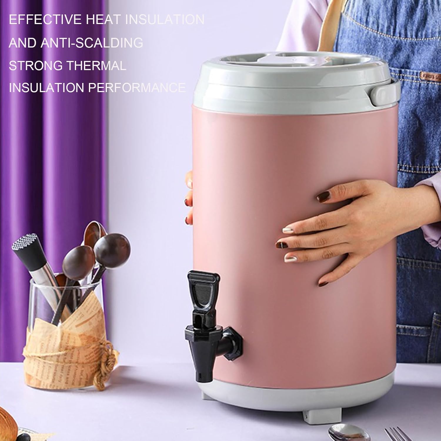 Catering Urn Hot Water Dispenser with Faucet, Stainless Steel Insulated Beverage Dispenser Commercial Milk Tea Barrel,Cold & Hot Drinks Dispenser Container Beer Server for Coffee Restaurant Drink Sh