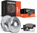 A-Premium 10.95 inch (278mm) Front Drilled and Slotted Disc Brake Rotors + Ceramic Pads Kit Compatible with Select Ford Models - Focus 2005 2006 2007, 6-PC Set
