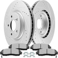 SCITOO - Brake Kits For Honda For Odyssey 2011-2014 Front Drilled Slotted Brake Rotors and Ceramic Brakes Pads Replacement: 31538;D1089-7994