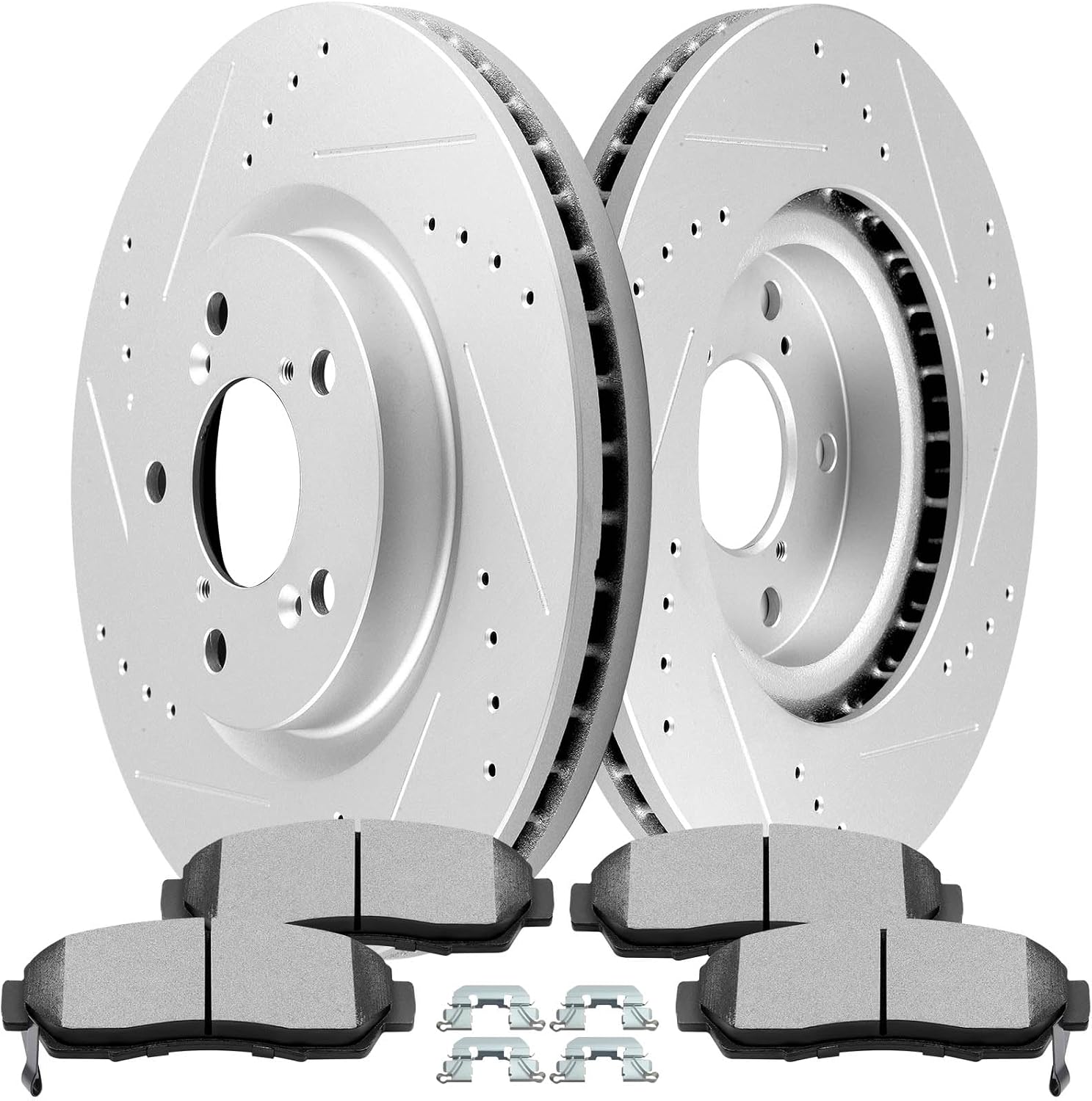SCITOO - Brake Kits For Honda For Odyssey 2011-2014 Front Drilled Slotted Brake Rotors and Ceramic Brakes Pads Replacement: 31538;D1089-7994