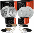 A-Premium Front and Rear Drilled and Slotted Disc Brake Rotors + Ceramic Pads Kit Compatible with Select Hyundai Models - Elantra 2017 2018 2019 2020, 12-PC Set