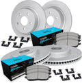 R1 Concepts Front and Rear Brake Kit Fits 2012 Honda Civic Coupe EX, EX-L; 2012 Honda Civic EX, EX-L Sedan| Ceramic Pads, Blank Rotors| Hardware| 10.3' Front & 10.2' Rear