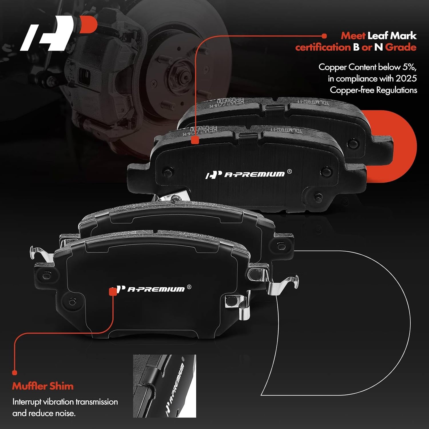 A-Premium Front Vented & Rear Solid Disc Brake Rotors + Ceramic Pads Kit Compatible with Select Nissan Models - Altima 2004-2008, Maxima 2006, 12-PC Set