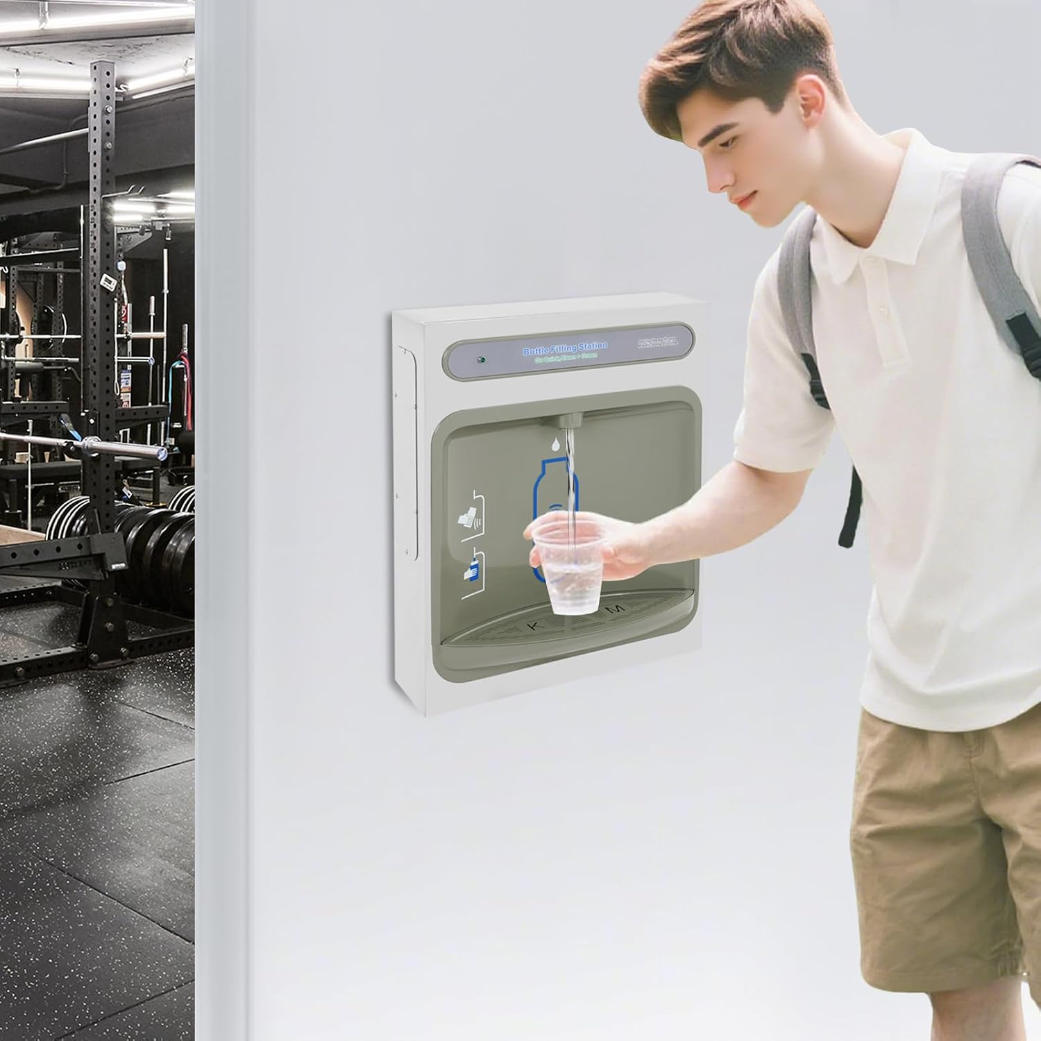 Wall Mount Water Dispenser with Sensor Touchless Faucet, Direct Drinking Filtration System, Stainless Steel Commercial Grade for Home Office Kitchen Gym, Easy Installation