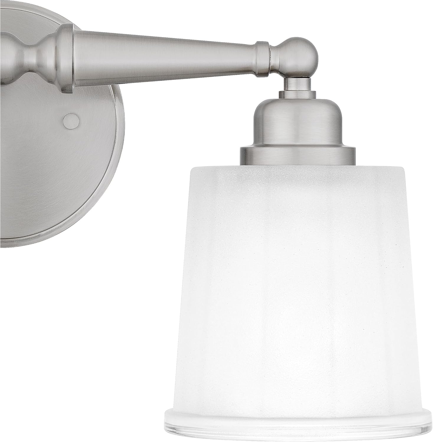 Quoizel Cecilia Bath Vanity Lights,16 Inch 2-Light Brushed Nickel Bathroom Lighting Fixtures Over Mirror, Sandblasted Ribbed Glass Shades, Wall Mount Light for Bathrooms
