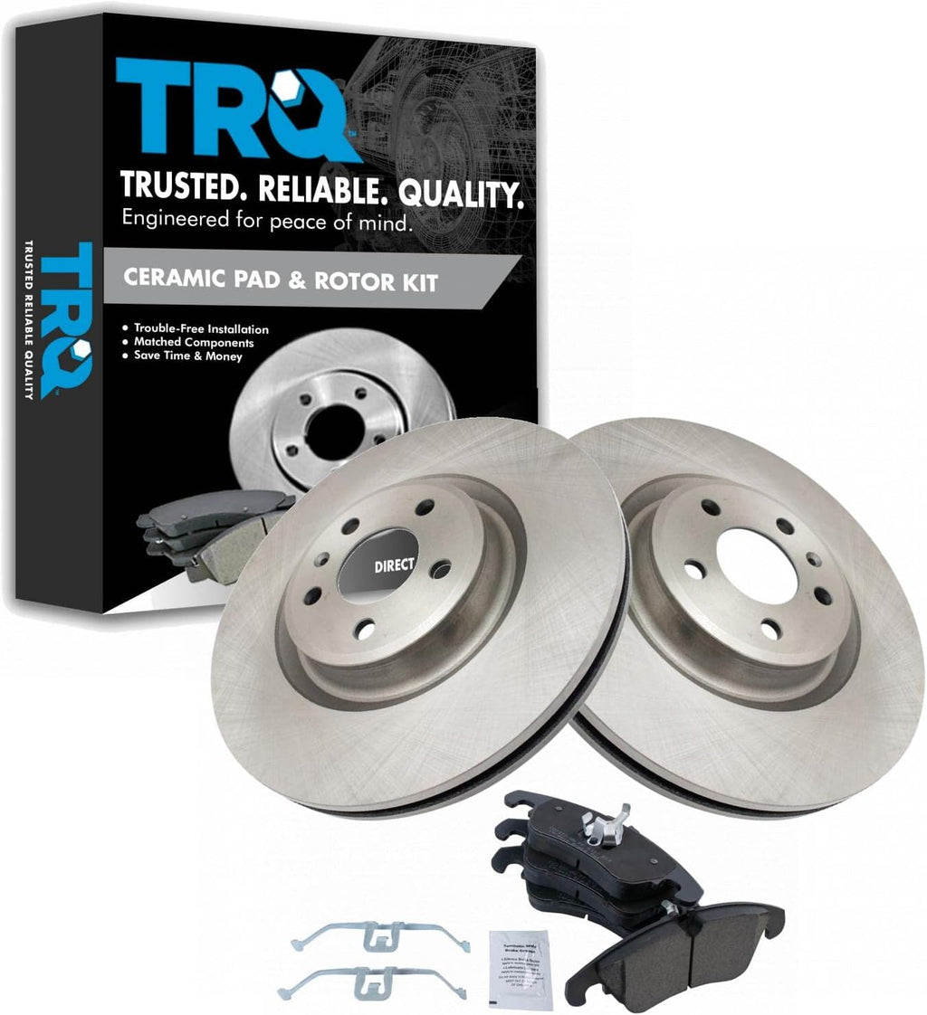 TRQ Front Brake Pad and Rotor Set Ceramic Vented Rotors Compatible with 2014-2015 Audi A6 A6 Quattro A7 Quattro 2012-2016 S4 2012-2017 S5