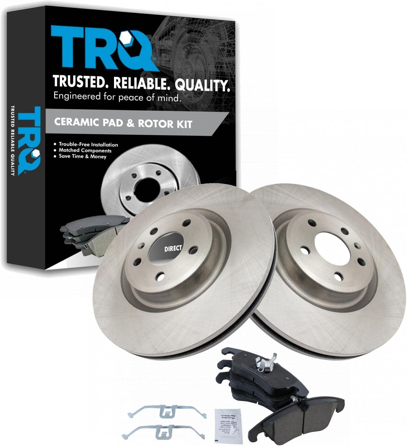 TRQ Front Brake Pad and Rotor Set Ceramic Vented Rotors Compatible with 2014-2015 Audi A6 A6 Quattro A7 Quattro 2012-2016 S4 2012-2017 S5