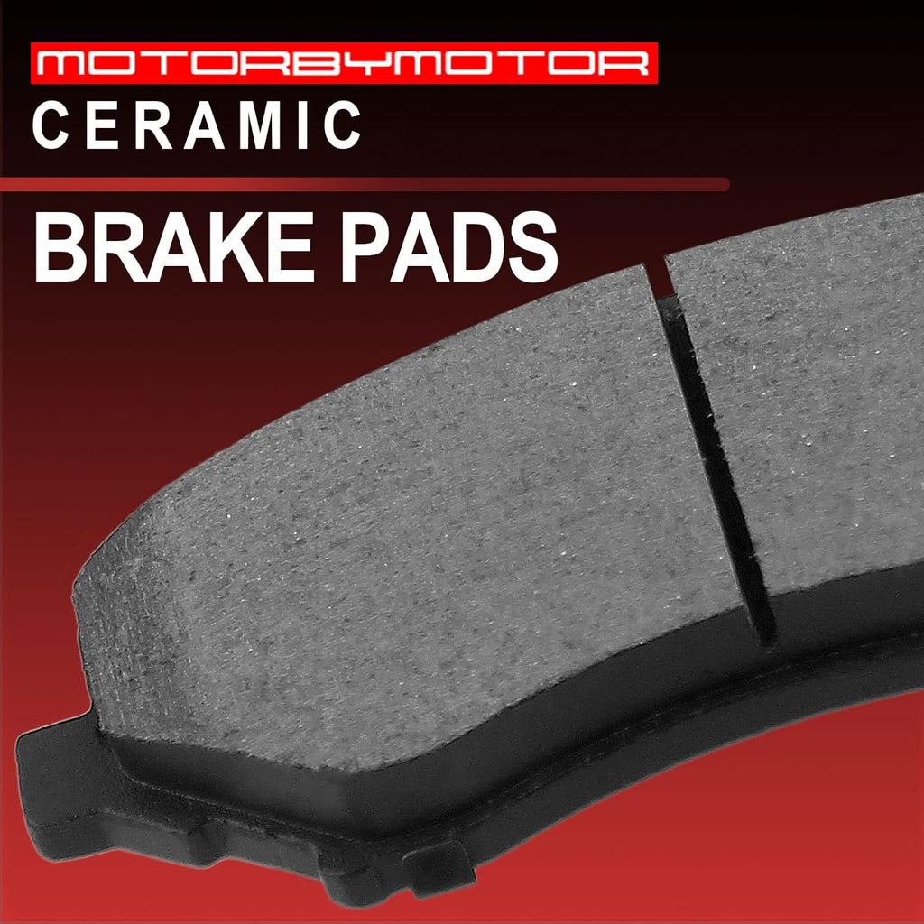 MotorbyMotor 325mm Front Brake Kit Rotors and Brake Pads Fits for Buick Enclave, Chevy Traverse, GMC Acadia (Limited), Saturn Outlook Drilled & Slotted Disc Brake Rotor & Ceramic Pad 55150, 120.66069