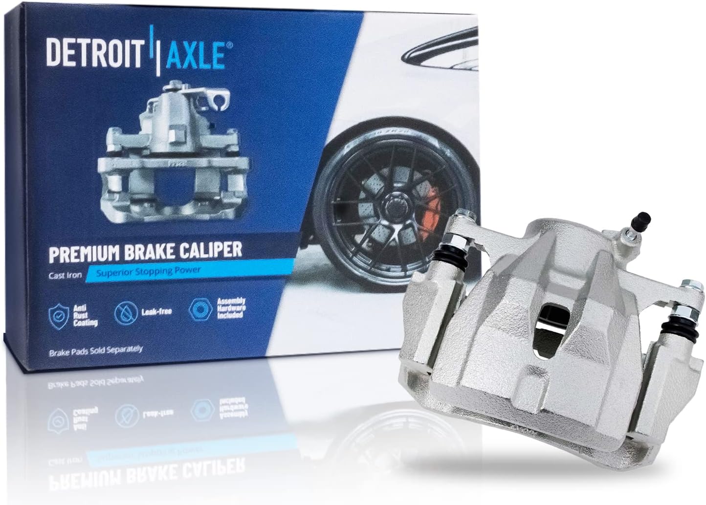 Detroit Axle - Front Drilled Rotors Brake Pads + Left Brake Caliper Replacement for Toyota Matrix Corolla Scion xD Pontiac Vibe - 5pc Set