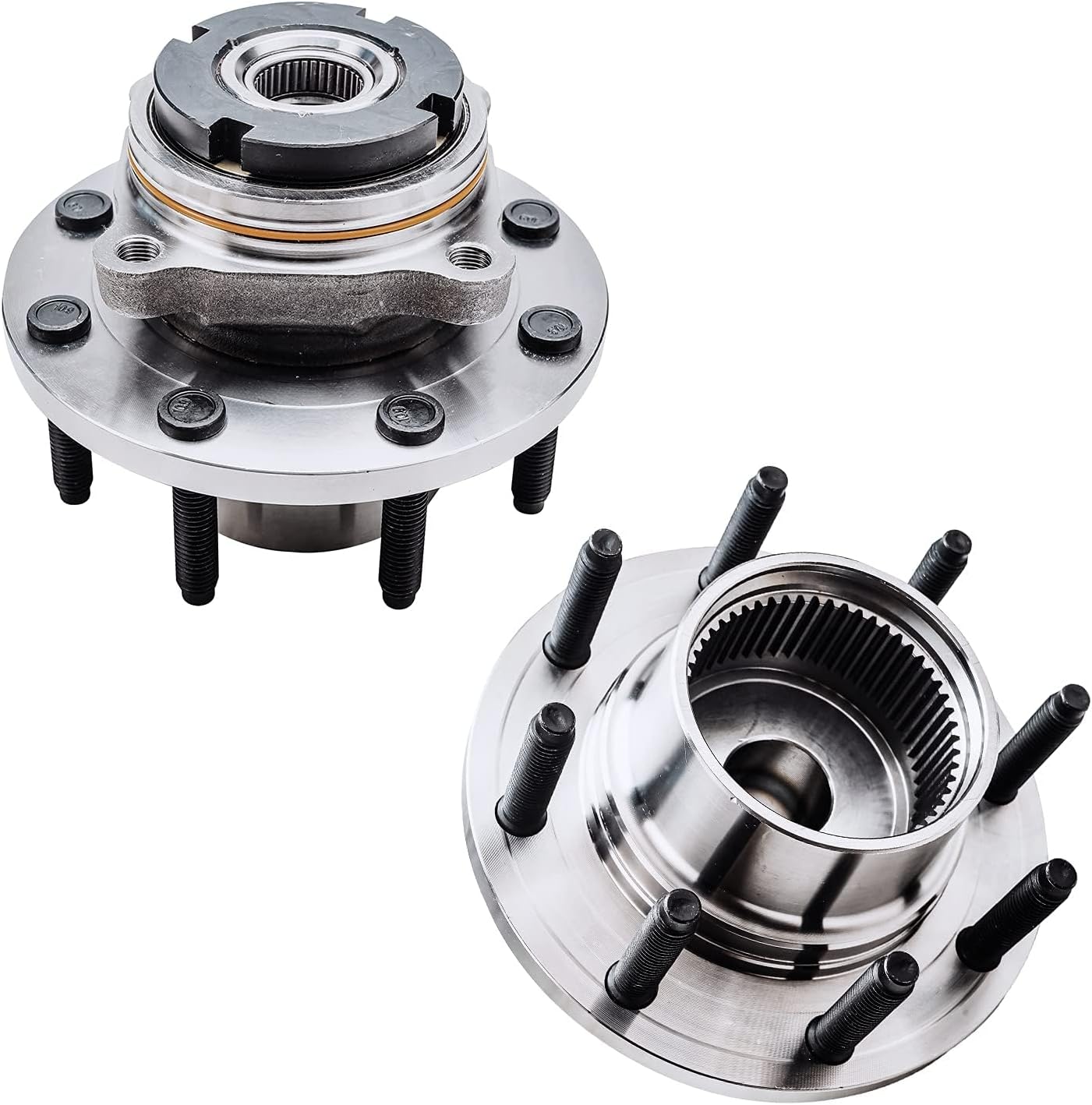 Detroit Axle - SRW Brake Kit for Ford 1999 2000 2001 F-250 F-350 Super Duty Front Rear Drilled and Slotted Disc Brake Rotors Ceramic Brakes Pads Front Wheel Bearing Hubs Assembly Replacement