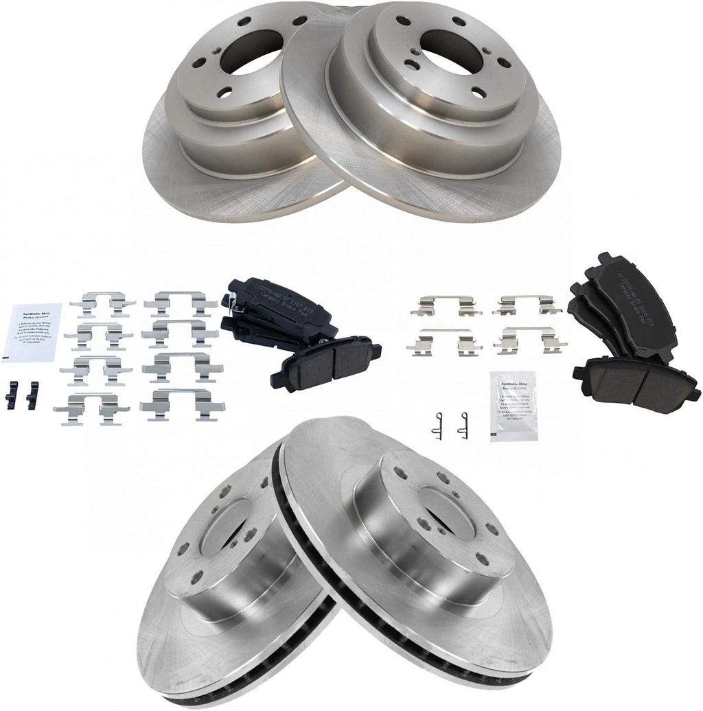 TRQ Front and Rear Ceramic Brake Pad and Rotor Set Compatible with 98–02 Subaru Forester 99–01 Subaru Impreza RS