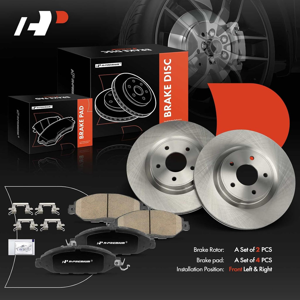 A-Premium 12.59 inch (320mm) Front Vented Disc Brake Rotors + Ceramic Pads Kit Compatible with Select Nissan and Infiniti Models - Murano 2015-2023, Pathfinder 2013-2020, QX60, JX35, 6-PC Set