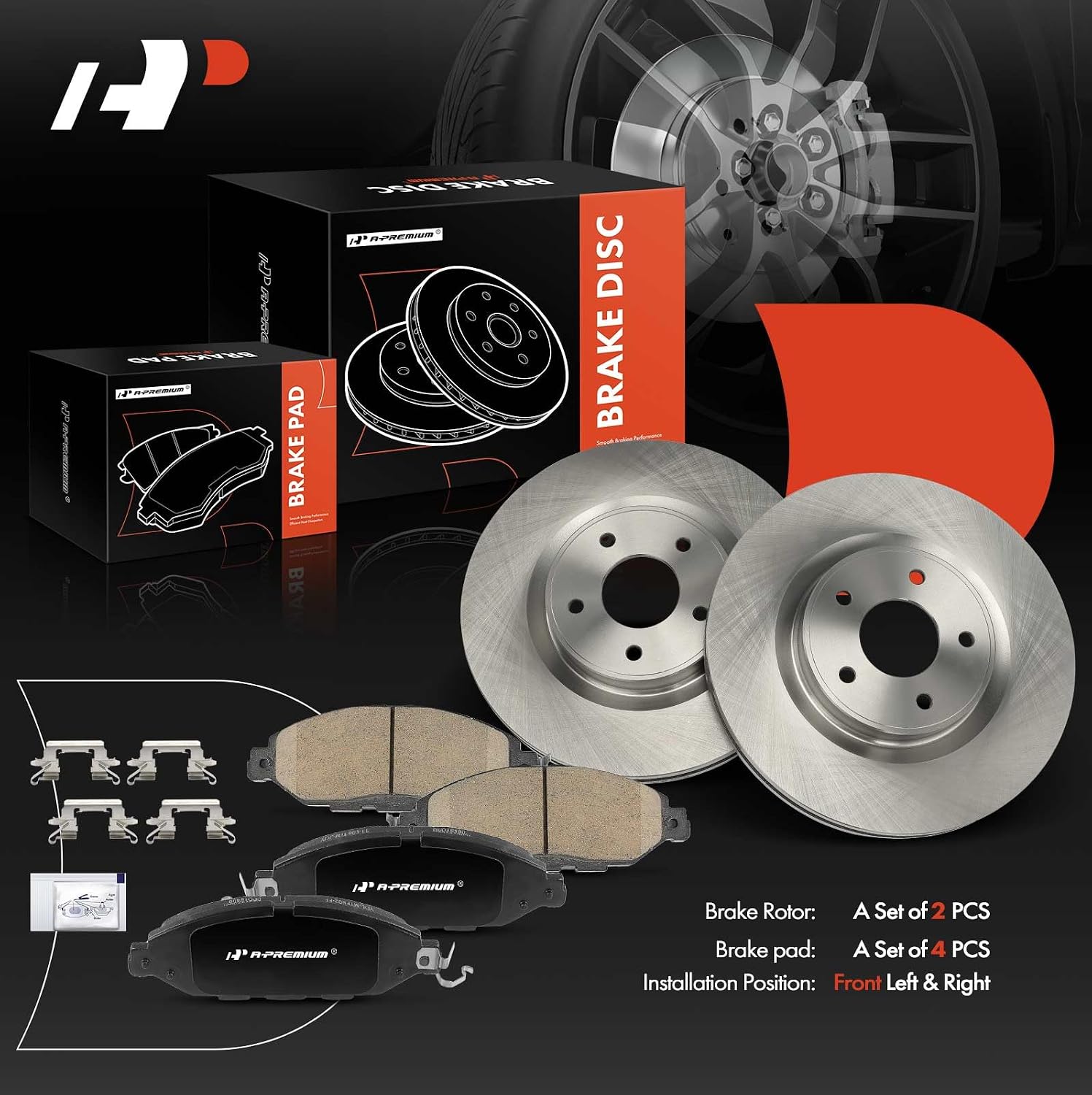 A-Premium 12.59 inch (320mm) Front Vented Disc Brake Rotors + Ceramic Pads Kit Compatible with Select Nissan and Infiniti Models - Murano 2015-2023, Pathfinder 2013-2020, QX60, JX35, 6-PC Set