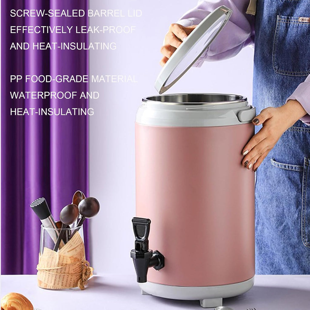Catering Urn Hot Water Dispenser with Faucet, Stainless Steel Insulated Beverage Dispenser Commercial Milk Tea Barrel,Cold & Hot Drinks Dispenser Container Beer Server for Coffee Restaurant Drink Sh