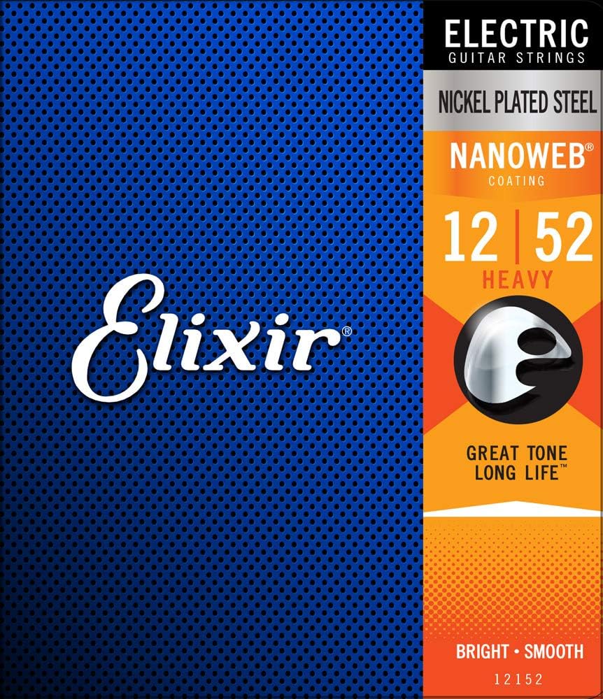 Elixir Electric Nanoweb 12152 Heavy 12-52 Electric Guitar Strings 6-Pack w/Bonus Elixir Polishing Cloth