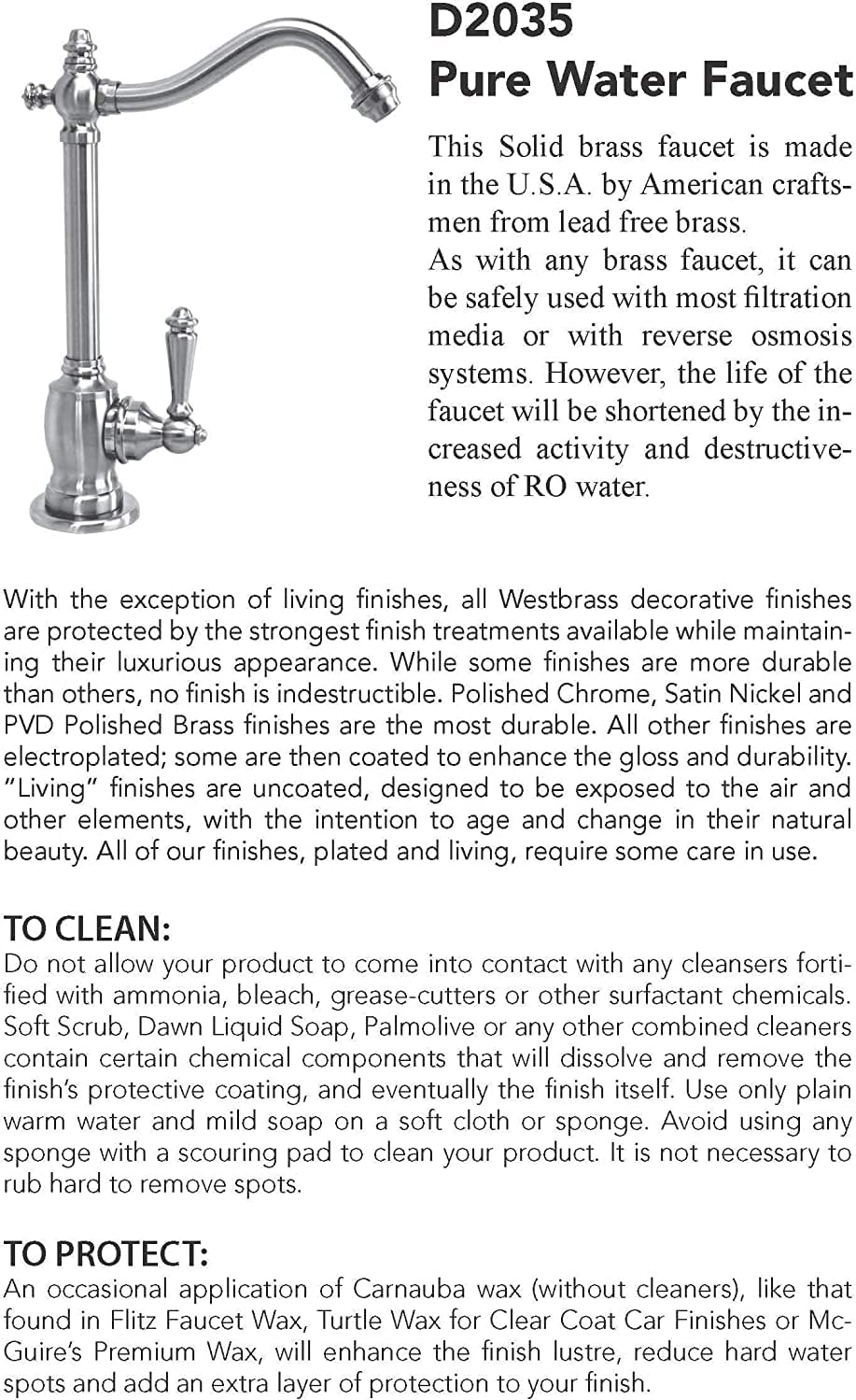 Westbrass D2035-NL-20 9' Victorian 1-Lever Handle Cold Water Dispenser Faucet, Stainless Steel