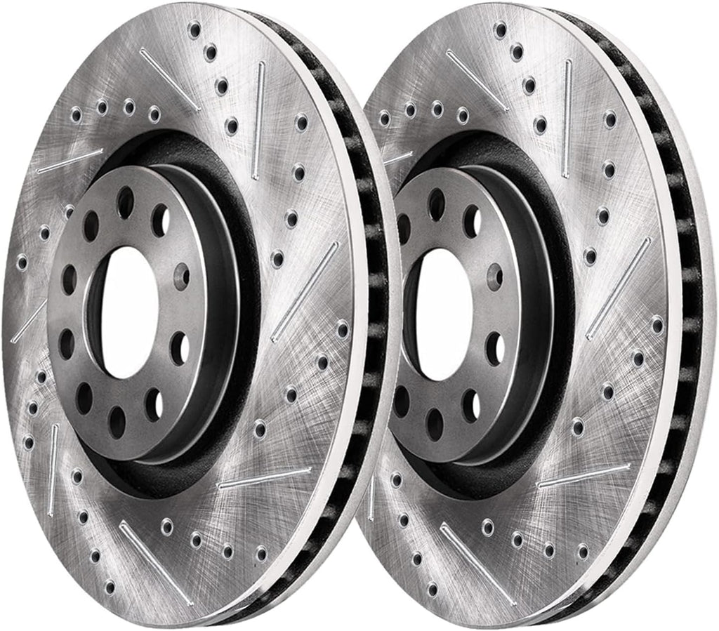 Detroit Axle - Brake Kit for 11-13 Audi A3 [Base] 11.34' inch Front and 11.10' inch Rear Drilled and Slotted Disc Brake Rotors Ceramic Brakes Pads 2011 2012 2013 Replacement