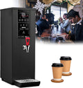 Commercial Water Boiler,Electric Hot Water Dispenser,1000W 25L Step-heating Stainless Steel Water Boiler and Warmer,Digital Display Countertop Boiling Water Machine for Office Black