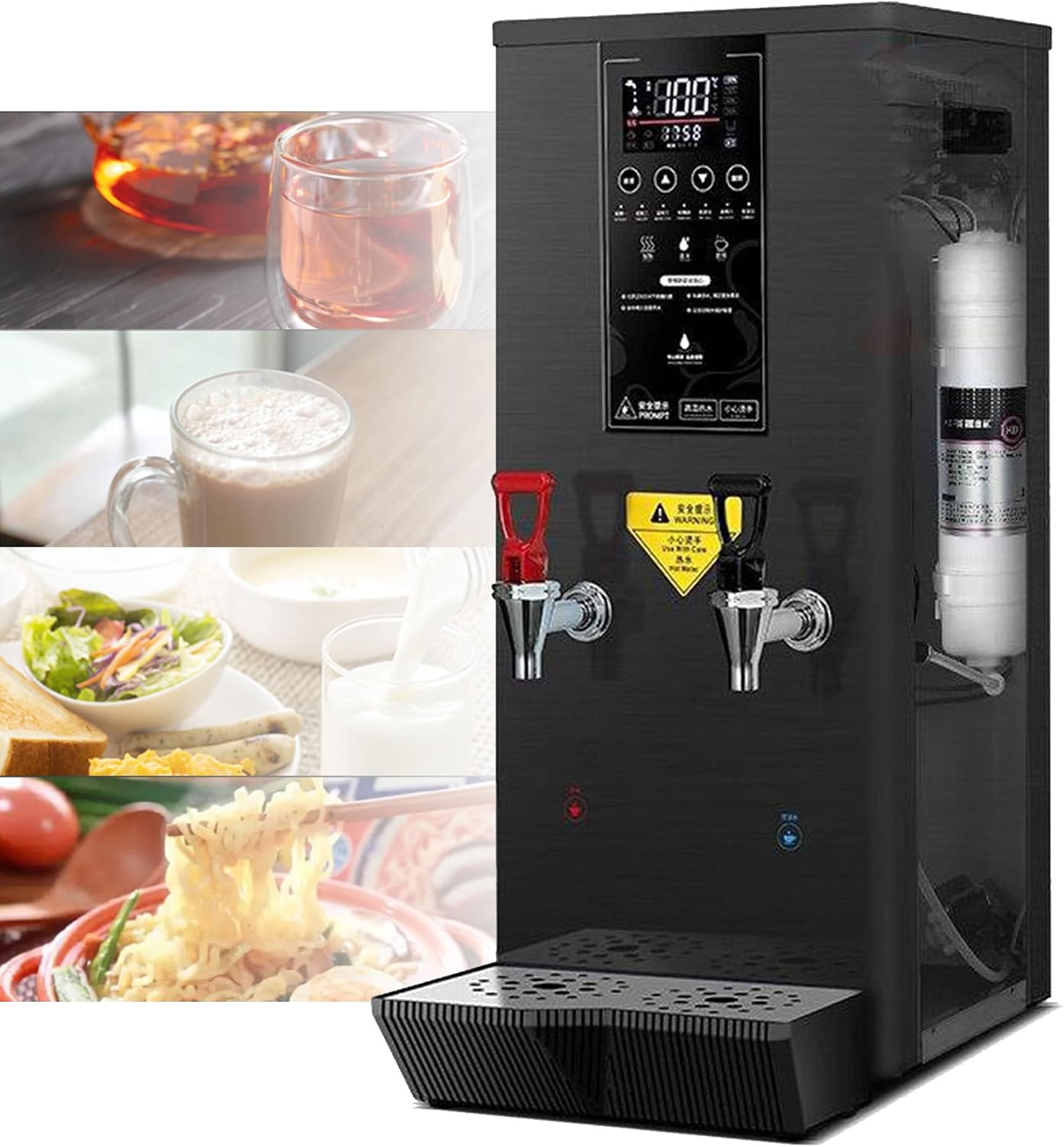 Commercial Instant Water Dispenser, 3000 w Desktop Electric Hot Water Boiler, 60°C to 100°C Adjustable, Automatic Hot Water Pot Digital Control Panel/Auto Temperature Control Black