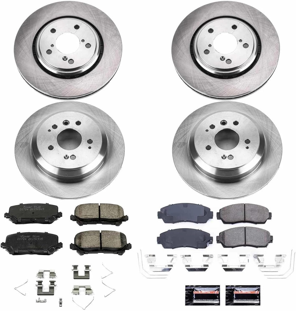 PowerStop Front and Rear Brake Kit for Honda Passport 2019-25 - Z17 Ceramic Brake Pads & Disc Rotors Replacement, KOE8613
