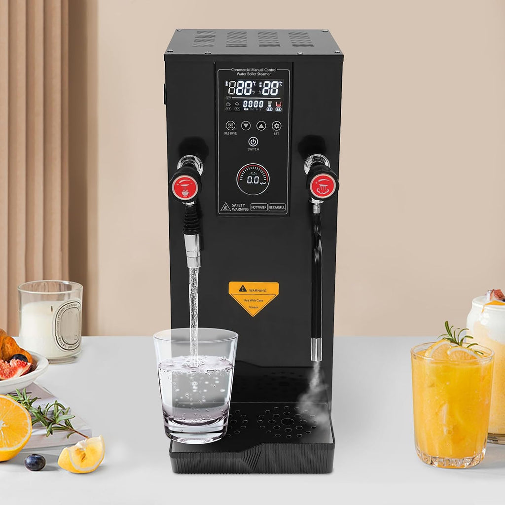 Step-Heating Commercial Hot Water Dispenser Countertop 3000W Fast Ready Water Boiler Machine Automatic 12L Water Boiler for Restaurant, Home, Office(12L,Black)