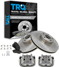 TRQ Front Brake Pad and Rotor Set Ceramic Vented Rotors Calipers Compatible with 2003 Subaru Impreza 2002 Legacy