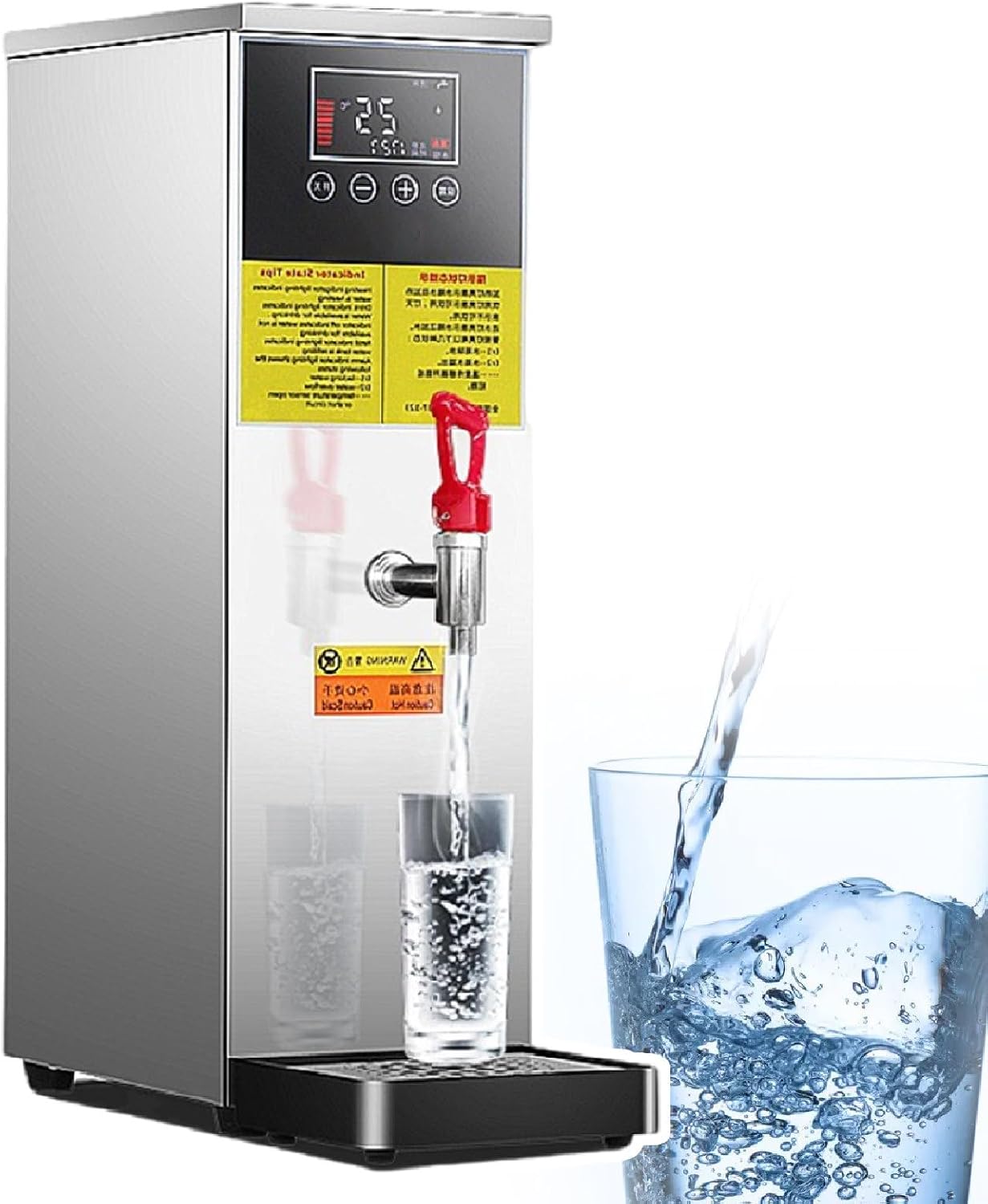 Stepping Type Boiling Water Machine,Hot Water Dispensers, Automatic Boiling Water Machine,40-100°C Temperature Control,LCD Display, for Milk Tea Shop Hotel (Silver 40l)