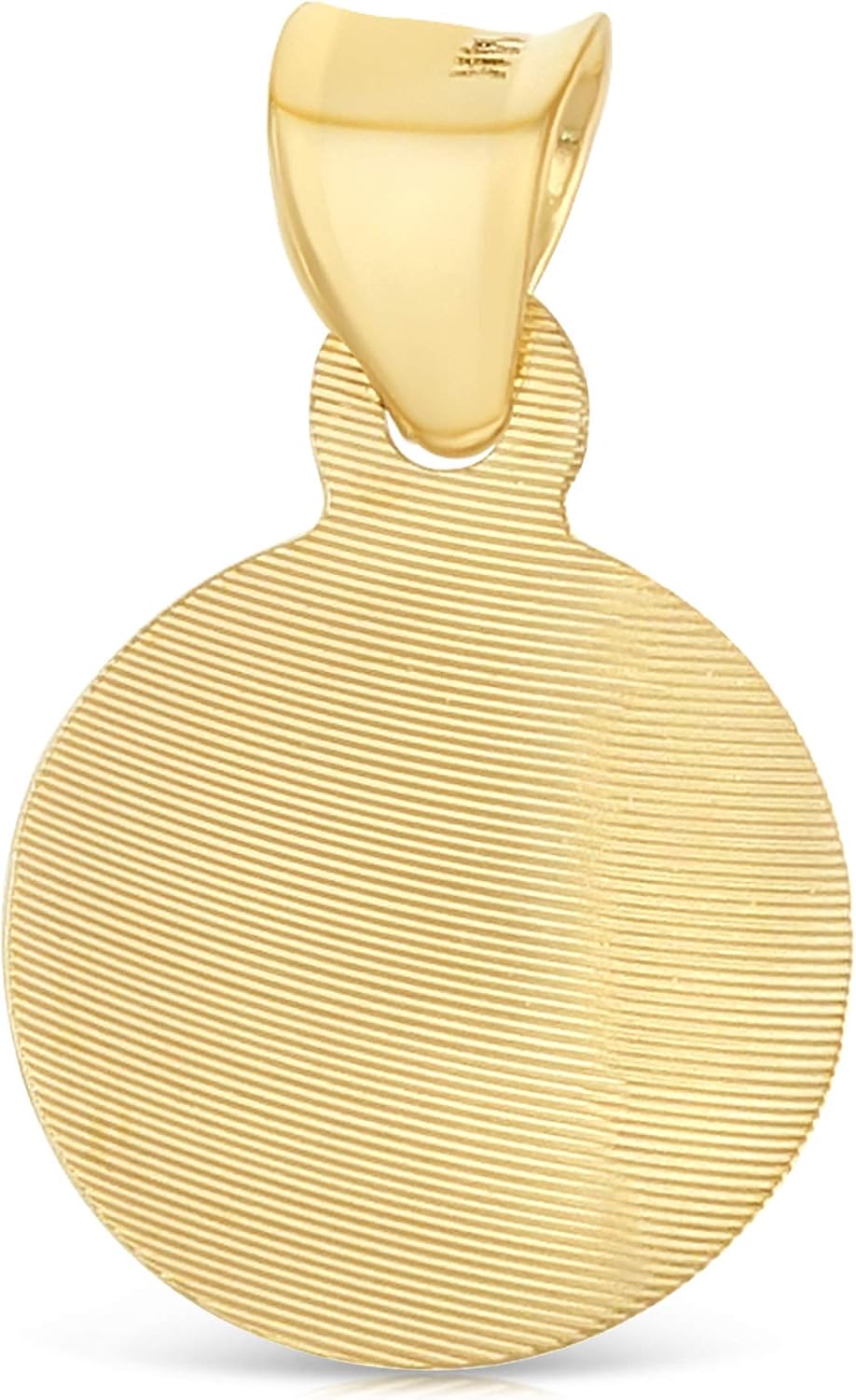 Ioka 14K Yellow Gold Diamond Cut Our Lady of Guadalupe Stamp Charm Pendant with 0.9mm Singapore Chain Necklace