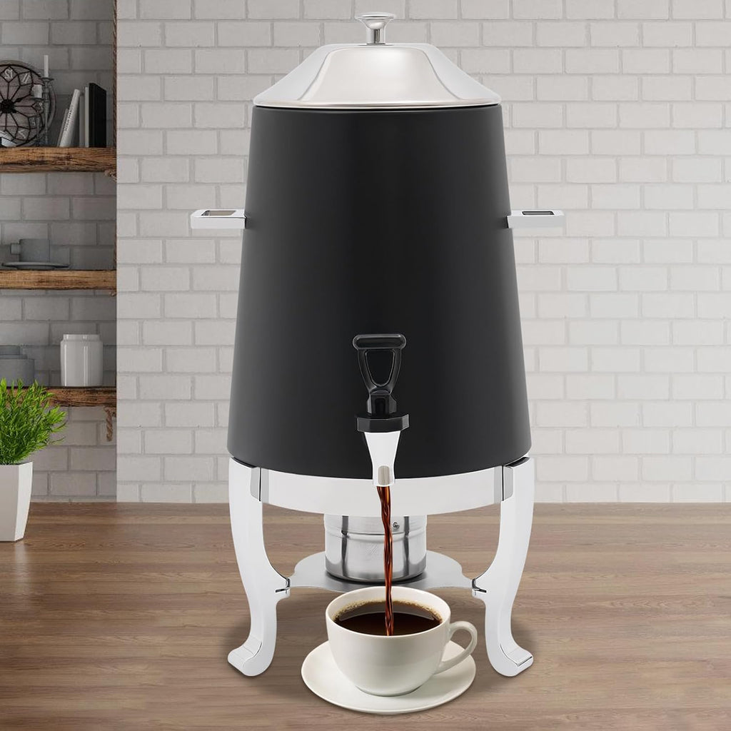3.43 Gallon / 13L Stainless Steel Beverage Dispenser, Fuel Heating Coffee Urn with Spigot & Fuel Holder, Commercial Hot Water Dispenser Countertop for Milk Coffee Tea Water Juice