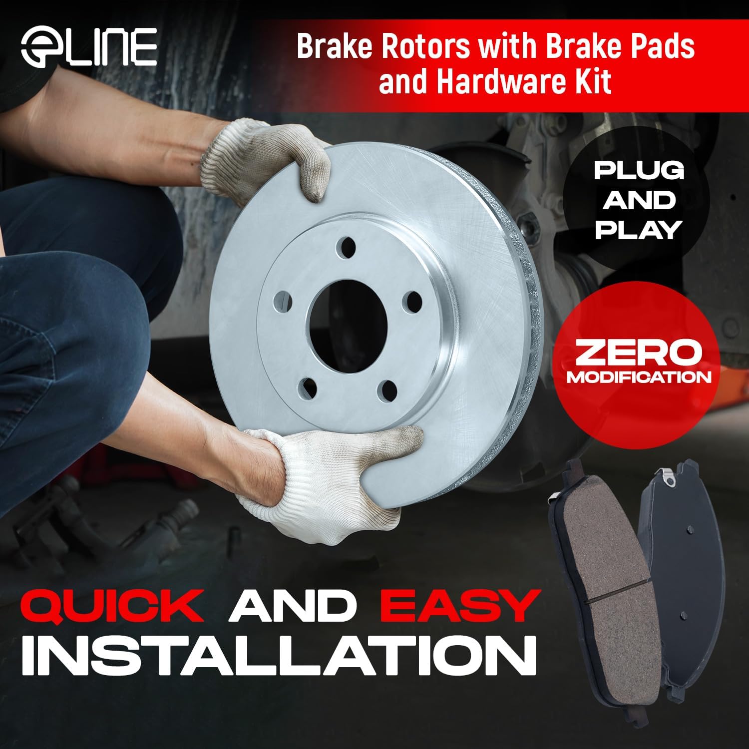 R1 Concepts Front and Rear Brake Kit Fits 2017-2019 Nissan Qashqai; 2014-2022 Nissan Rogue| Ceramic Pads, Blank Rotors| Hardware| 11.7' Front & 11.5' Rear