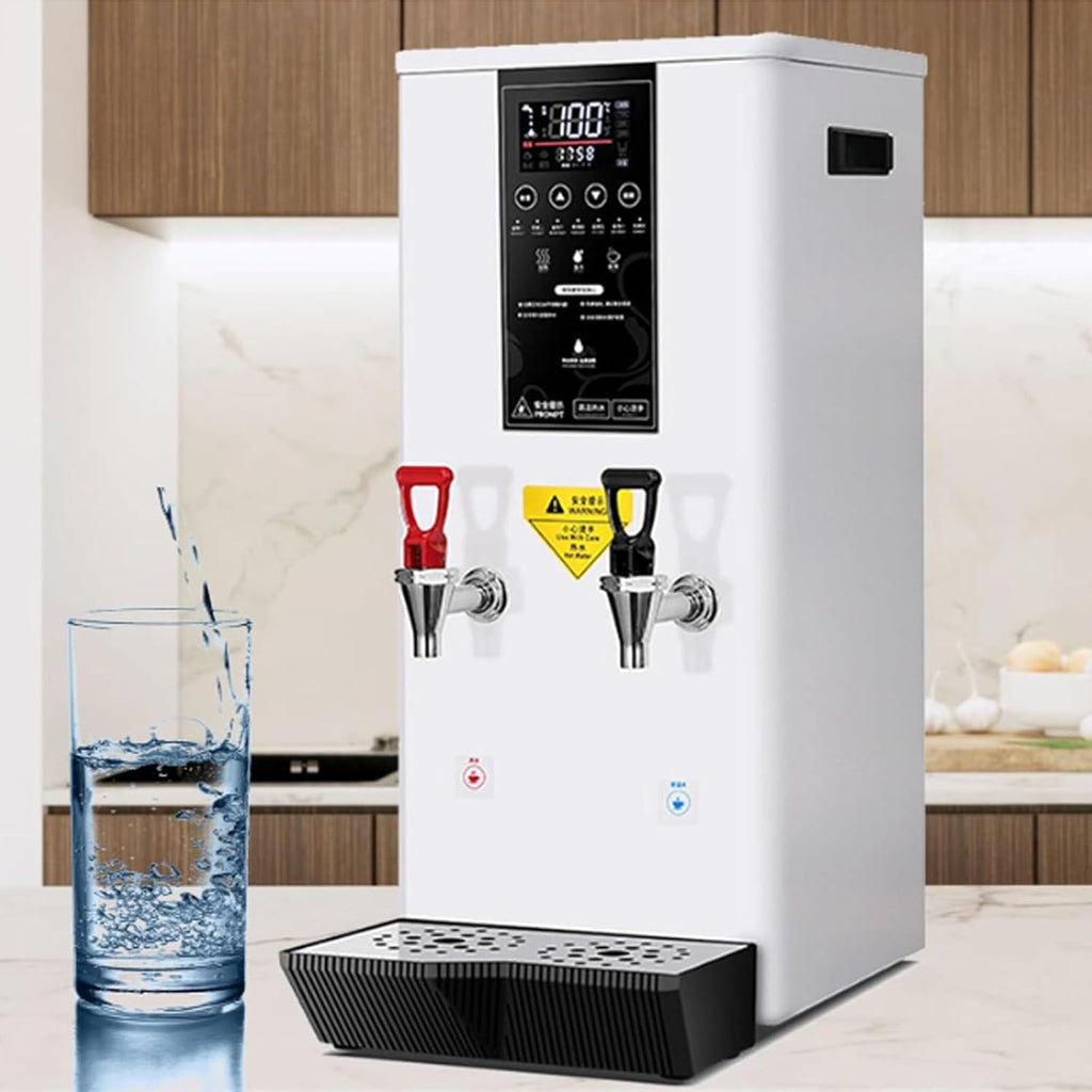 Commercial Instant Water Dispenser, 3000 w Desktop Electric Hot Water Boiler, 60°C to 100°C Adjustable, Automatic Hot Water Pot Digital Control Panel/Auto Temperature Control White