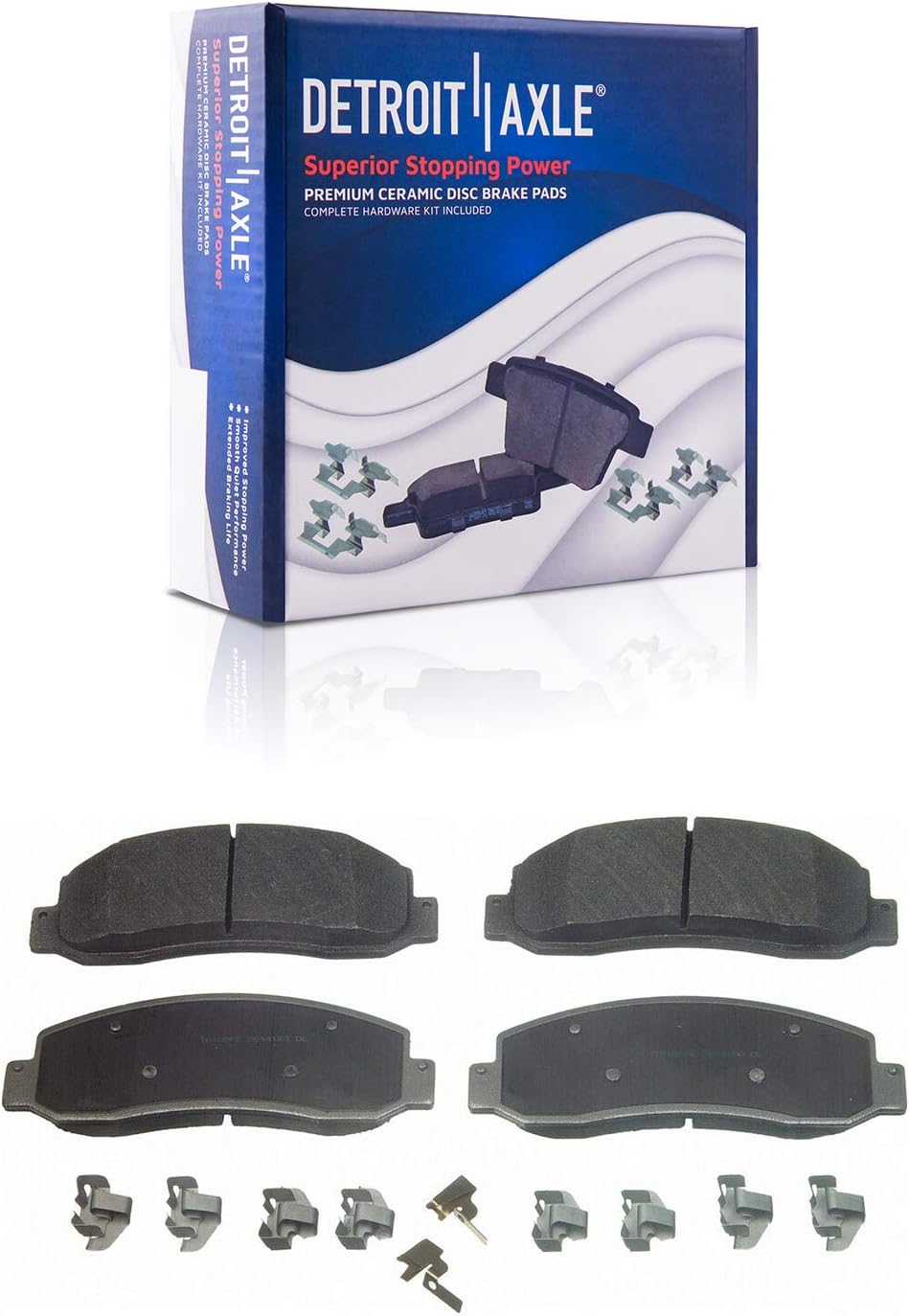 Detroit Axle - 4WD Front Drilled Brake Rotors Brake Pads + Right Brake Caliper Replacement for F-350 F-250 Super Duty - 5pc Set