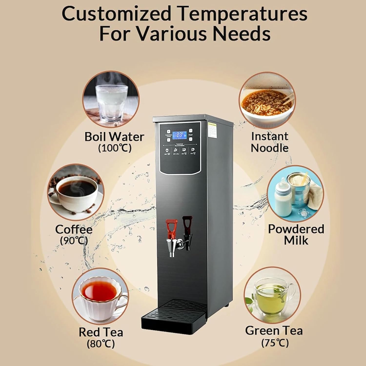 Commercial Hot Water Boiler,Non Drip Tap,2.5kW Drinking Hot Water Boiler,Coffee Making Water Heater,Autofill Stainless Steel Tea,Fast Boiling Water(10L)