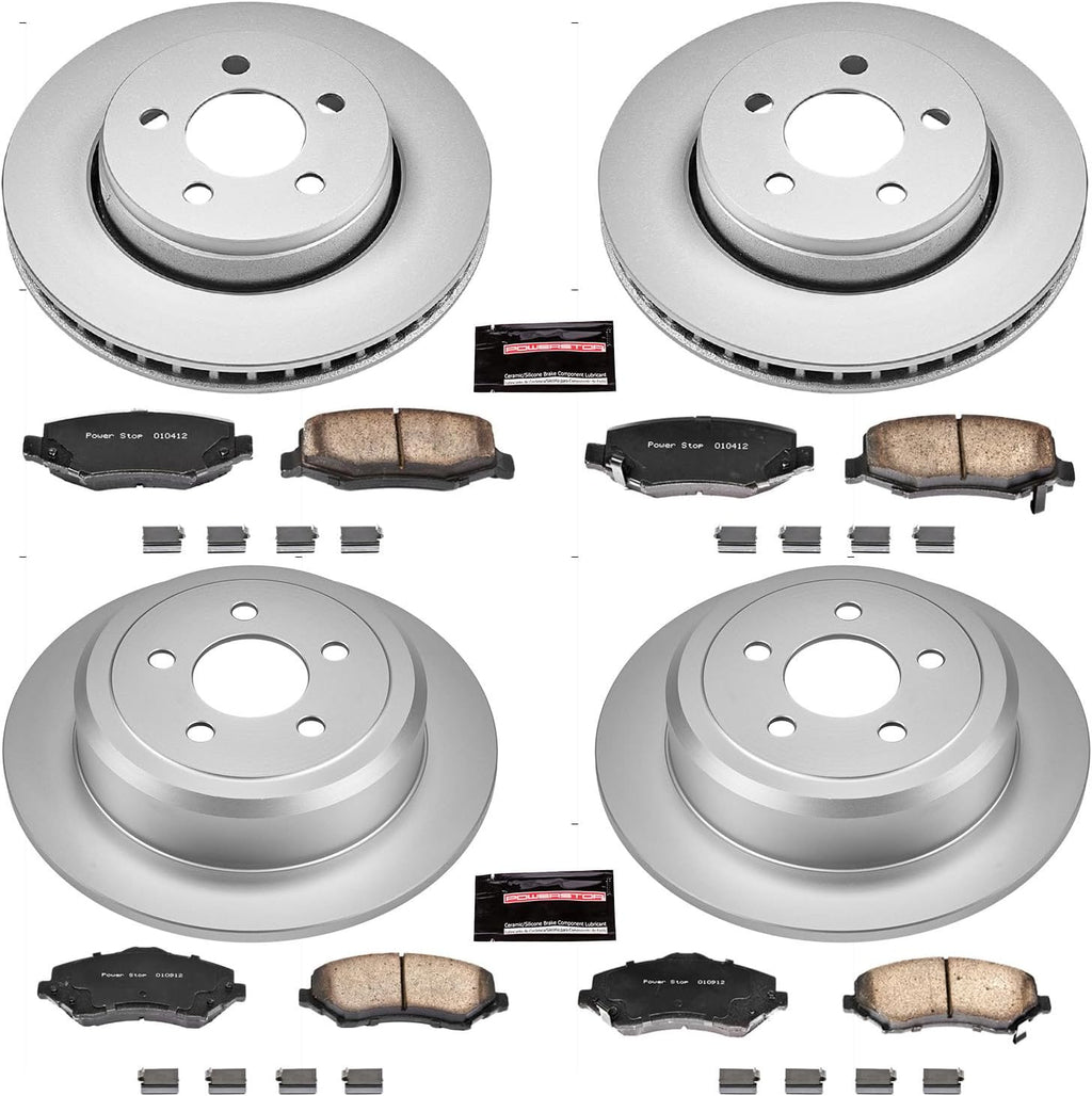 PowerStop Front and Rear Brake Kit for Dodge Nitro 2007-11 | Jeep Liberty 2008-12 - Fully-Coated Disc Rotors with Z17 Ceramic Brake Pads Replacement, CRK2832
