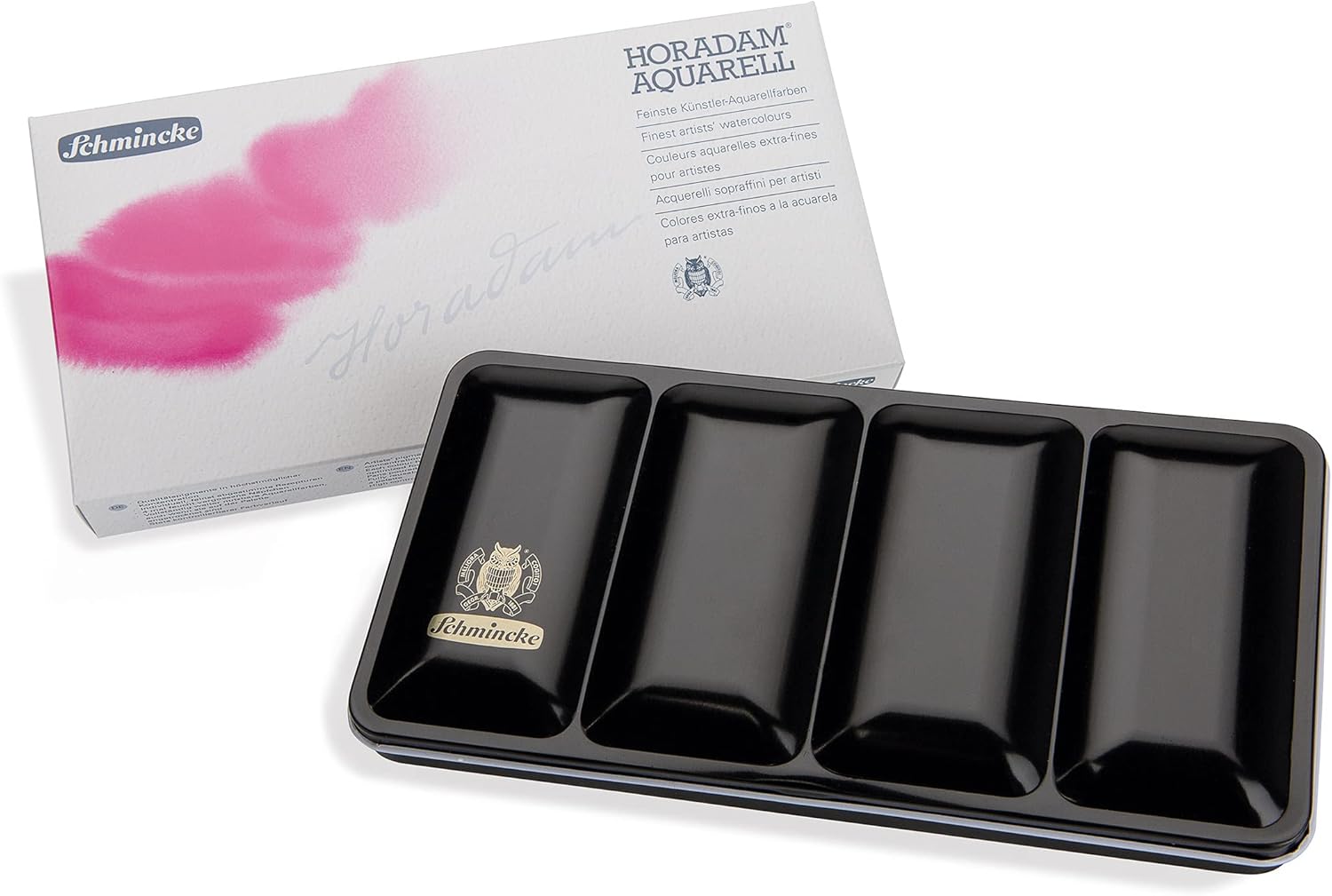 Schmincke - HORADAM® AQUARELL Color Box with 48 Finest Watercolors, 74448097, Black Metal Box, Painting Set, Premium Watercolors, 48 x 1/2 Pans