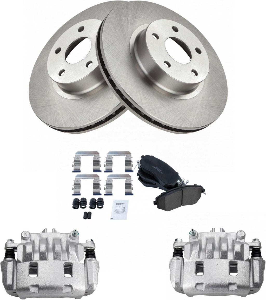 TRQ Front Brake Pad and Rotor Set Ceramic Vented Rotors Calipers Compatible with 2011-2014 Subaru Impreza
