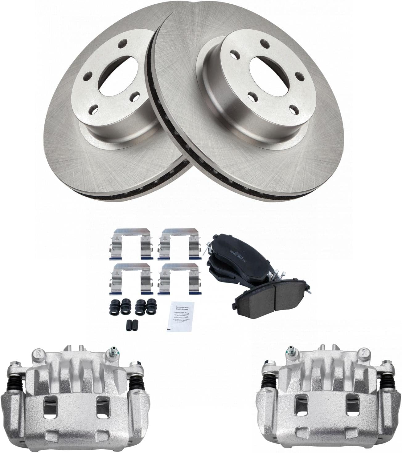 TRQ Front Brake Pad and Rotor Set Ceramic Vented Rotors Calipers Compatible with 2011-2014 Subaru Impreza