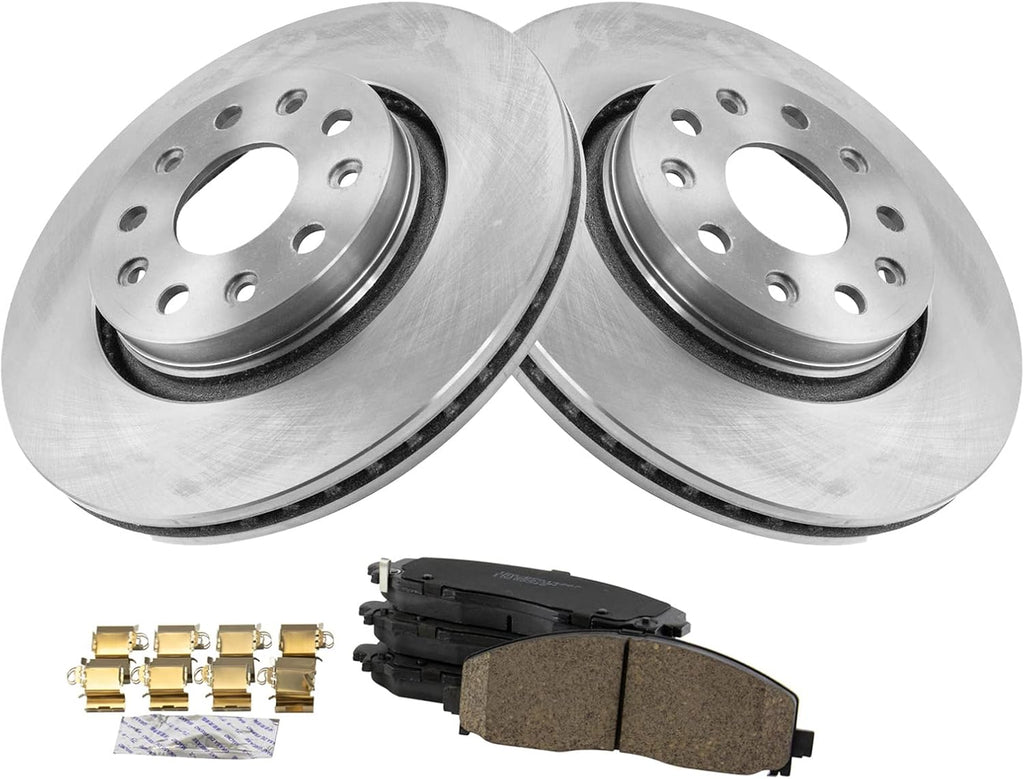 TRQ Front Brake Pad and Rotor Set Ceramic Vented Rotors Compatible with 2020 Jeep Gladiator 2018-2019 Wrangler