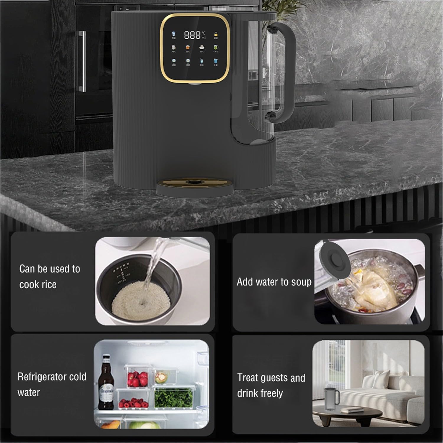 SinSed electric hot water dispenser water warmer Desktop installation-free instant hot water dispenser 2L capacity kettle thick film heating