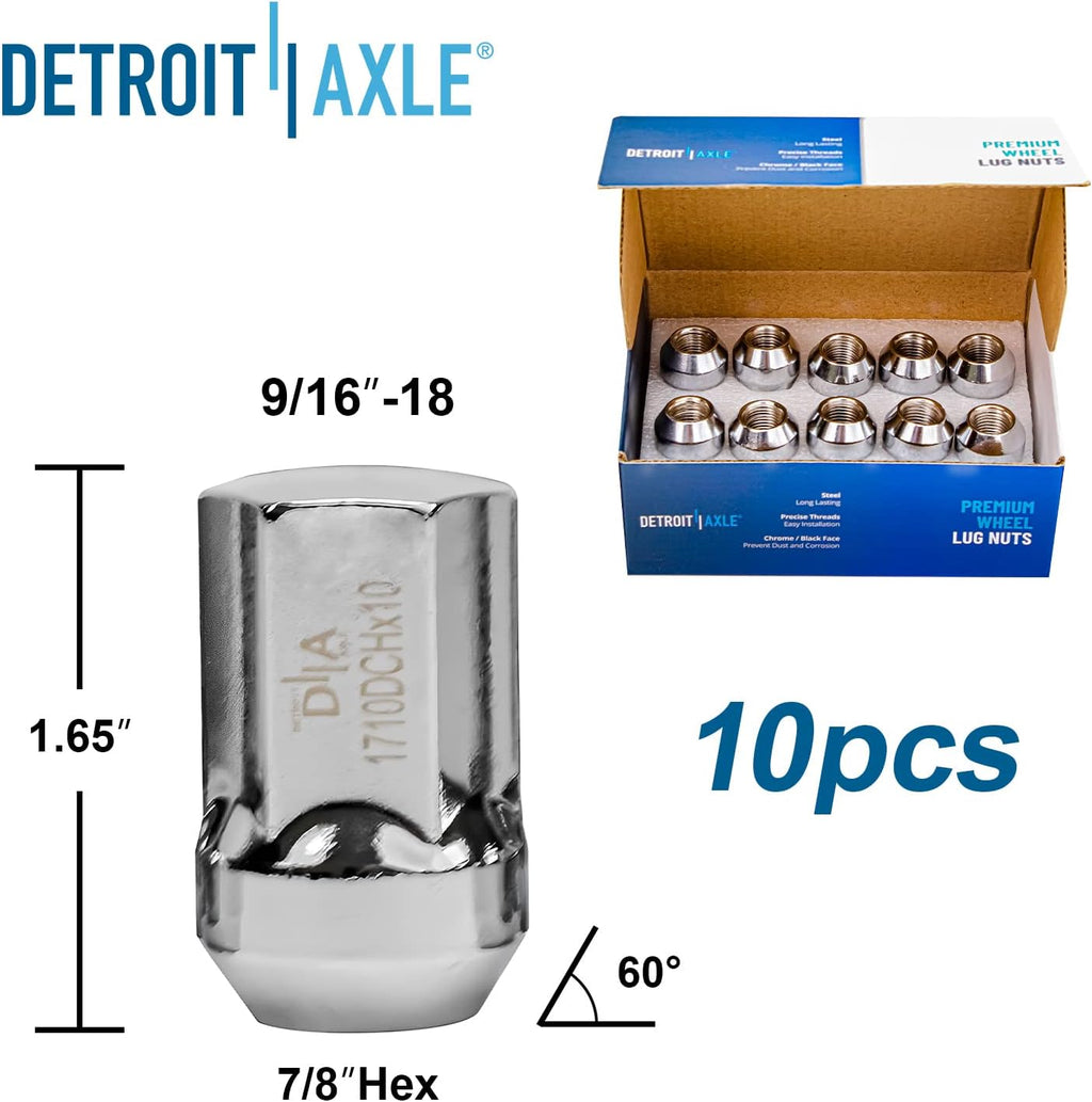 Detroit Axle - Front Drilled Rotors Brake Pads Wheel Hub Bearings w/20pc Wheel Lug Nuts Replacement for Mitsubishi Raider Dodge Dakota - 26pc Set