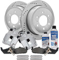 Detroit Axle - REAR Brake Kit for 2004-2011 Ford F-150 2006-2008 Mark LT Drilled Slotted Rotors Brake Calipers Ceramic Brake Pads w/Hardware Replacement: 13.69 inch' Rear Rotor