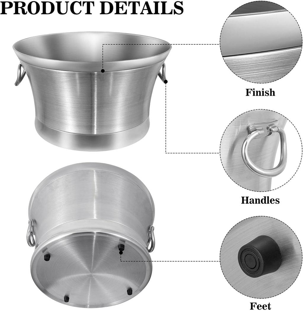 BARsics Large 6-Gallon Double Wall Stainless Steel Insulated Beverage Tub for Parties