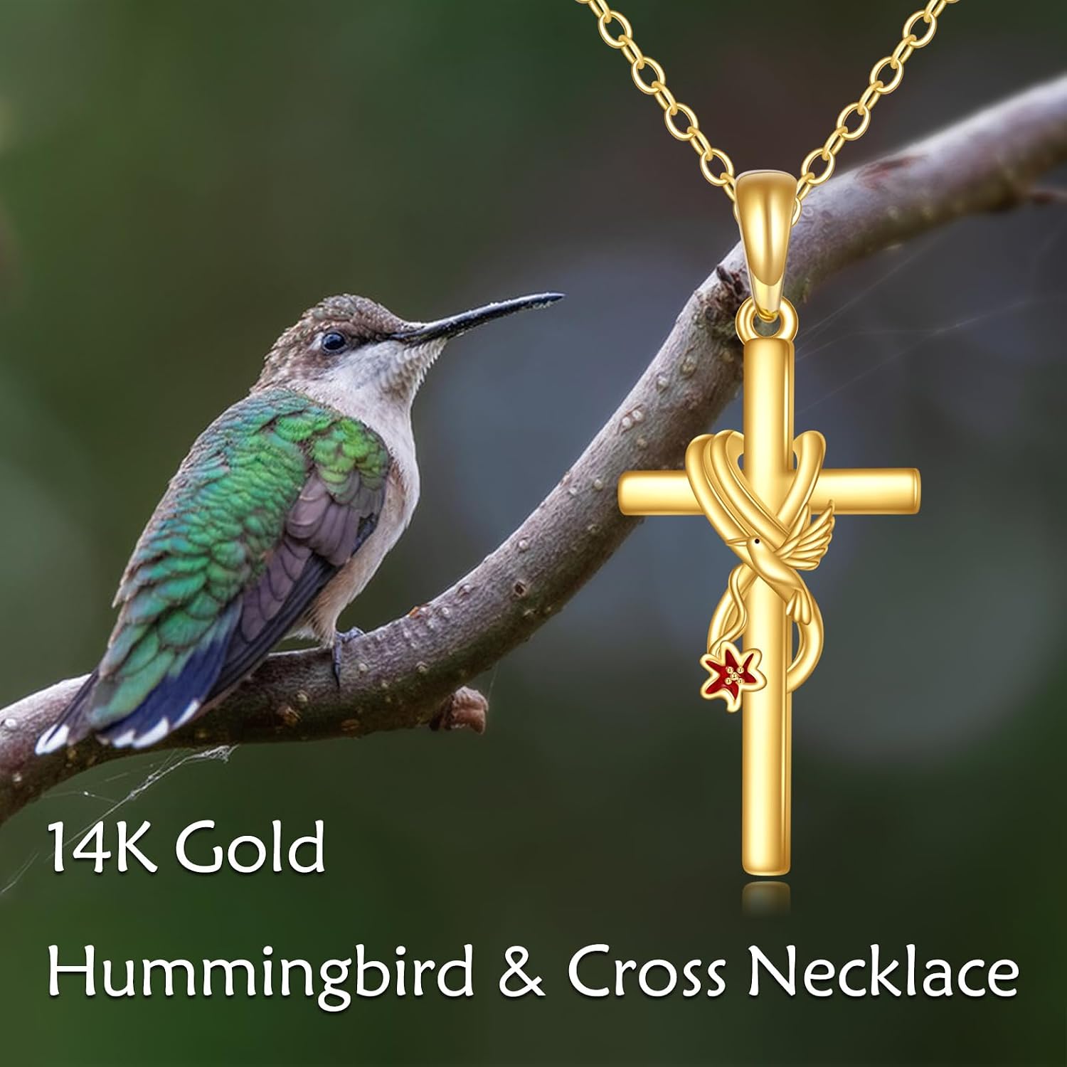KECHO 14k Real Gold Cross Jewelry Gifts for Mother Grandma Sister Cross Pendant Necklace for Women
