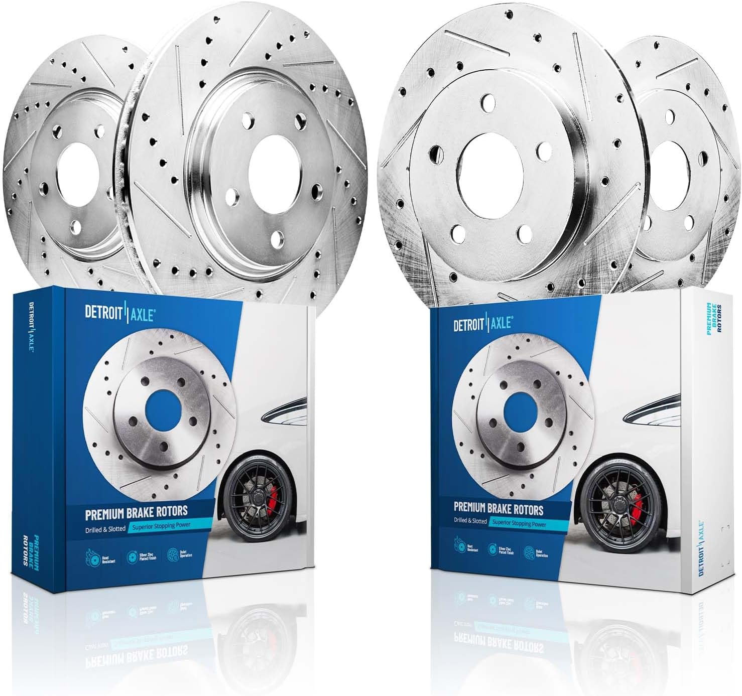 Detroit Axle - Brake Rotors for Lexus NX200T NX300 NX300H, Drilled and Slotted Disc Brake Rotors Replacement : 12.91' inch Front and 11.06' inch Rear Rotors